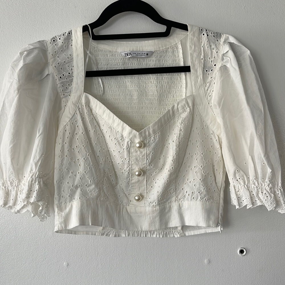 Eyelet Crop Blouse